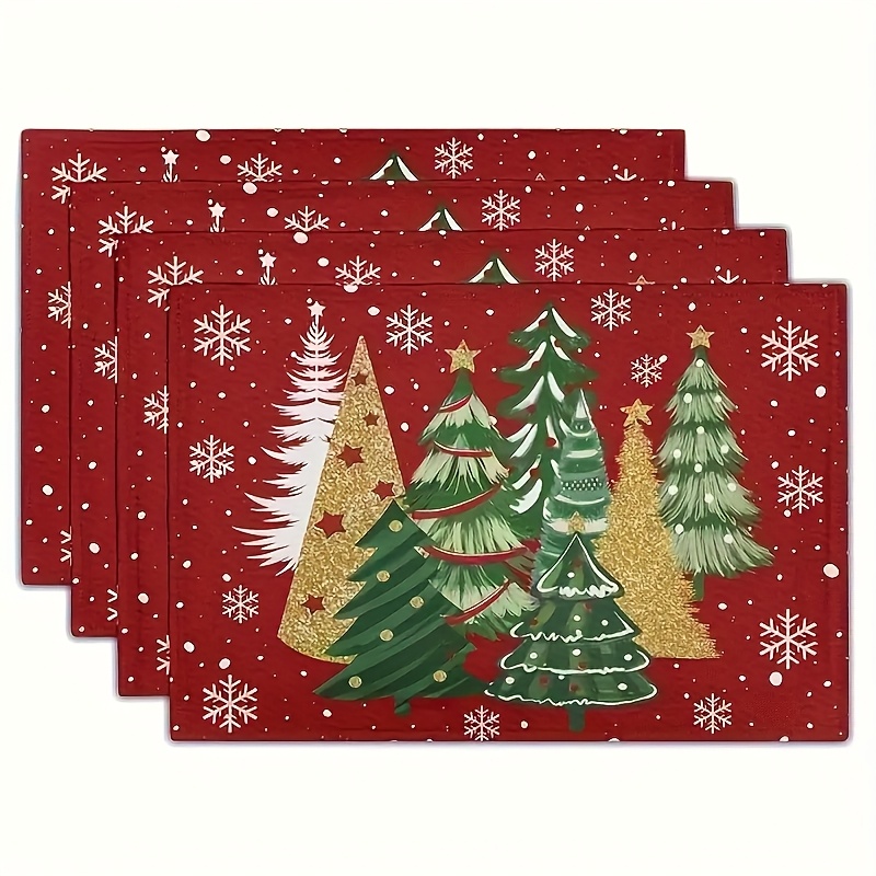 Family Tree Print - Tovaglietta rossa con stampa di albero