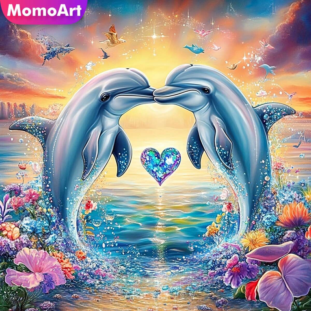 Photo Mosaic Print - Momoart nuovo arrivo pittura diamante delfino