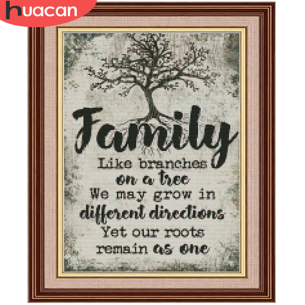 Family Tree Print - HUACAN Kit Completo Punto Croce 11CT,
