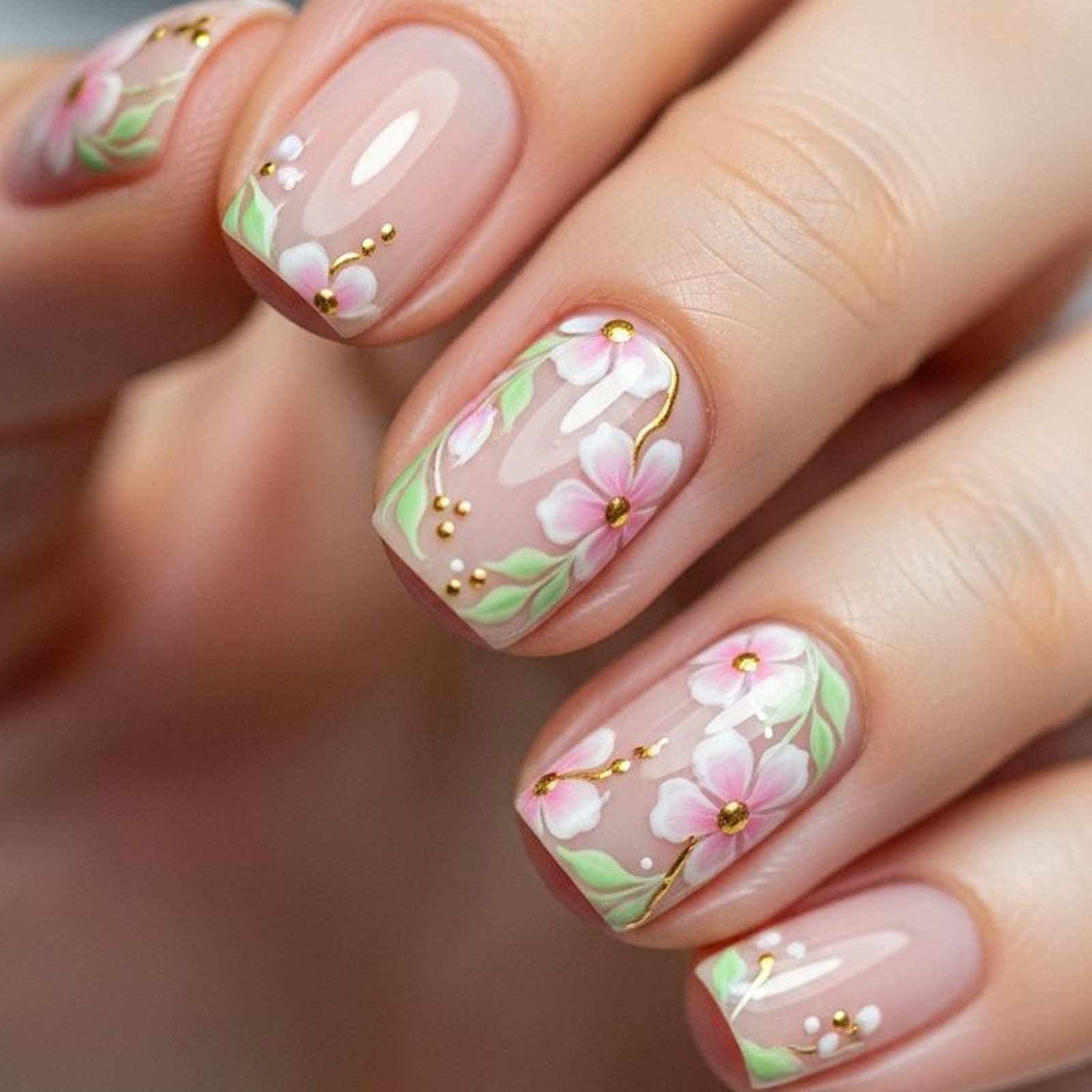 Pressed Flower Art - Unghie finte corte e medie per